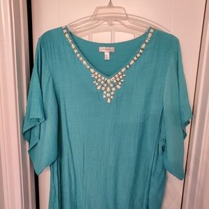3X Ocean Blue Beach Coverup